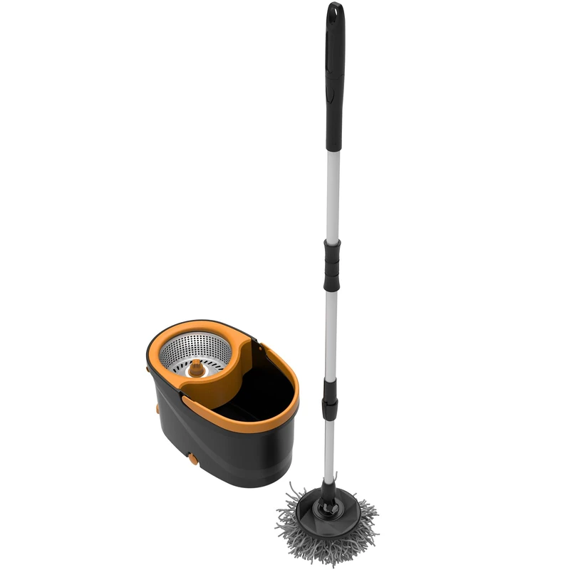 TreeLen Turbo Spin Mop and Bucket Set, Floor Cleaning System with Telescopic Handle (75–130cm), Microfibre Mop with Power-Fibres and High-Speed Spinner, Quick & Effortless Cleaning - Image 1