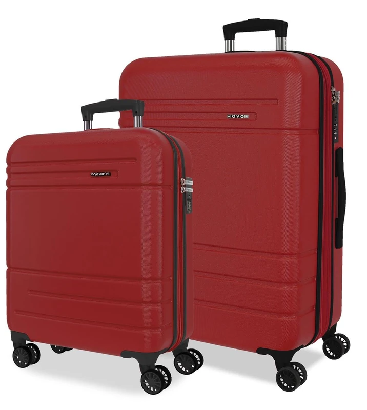 Joumma Movom Galaxy Suitcase Set Red 55/68 cm Rigid ABS Integrated Combination Padlock 111L 6.5kg 4 Double Wheels Extendable Hand Luggage