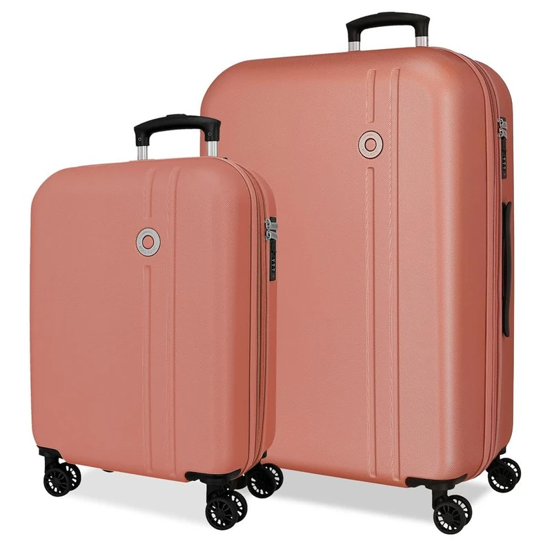 Roll Road Menorca Nude Suitcase Set 46 x 65 x 24 cm Rigid ABS Combination Lock Integrated 91L 6 kg 4 Double Wheels Extendable Hand Luggage