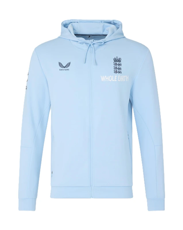 Castore England Cricket Men's Off Pitch Flex FZ Hoodie, Airy Blue, XL