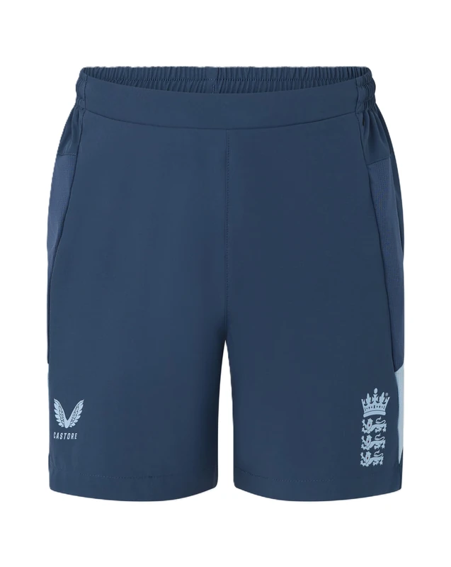Castore England Cricket Unisex Kids Performance Shorts, Airy Blue, 12-13Y