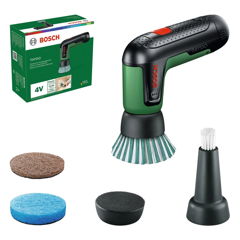 Bosch TAYDO (UniversalBrush 4V) Cordless Electric Brushes (Brush, Detailed Brush, pad Holder, Abrasive Heavy Duty pad, Microfibre Non-Scratch pad, Carton Box) - Image 1