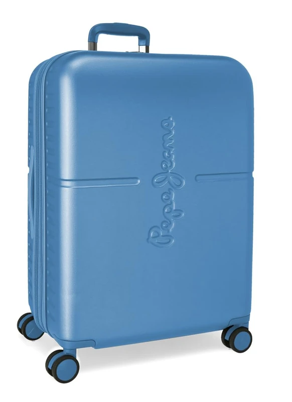 Pepe Jeans Highlight Blue Medium Suitcase 48x70x28 cm Rigid ABS Integrated TSA Closure 79L 4kg 4 Double Wheels Extendable by Joumma Bags