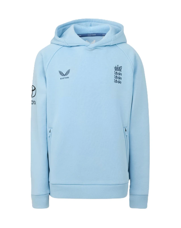 Castore England Cricket Unisex Kids Off Pitch Adapt Fleece OH Hoodie, Airy Blue, 7-8Y - Image 1