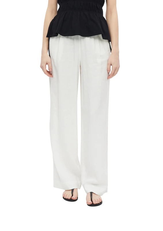 s.Oliver 2179148 Women's Long Linen Mix Trousers, White, 20