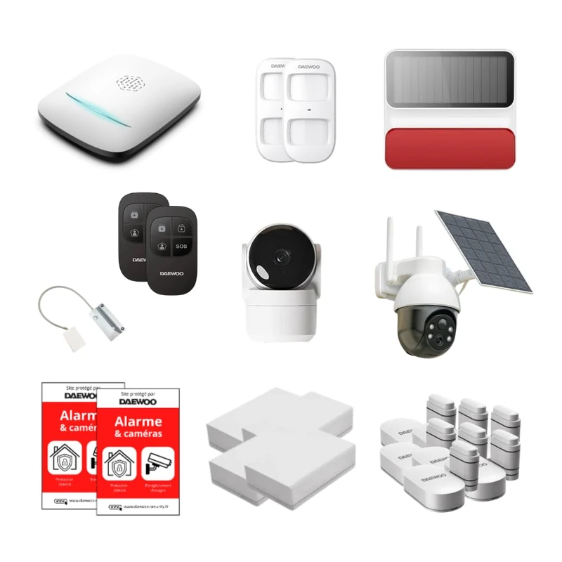 Daewoo Security - PA557Z Alarm Kit for Home, WiFi & GSM – Wireless Security System with Solar Outdoor Camera, Garage Detector, Siren, Zigbee Detectors – Without Subscription