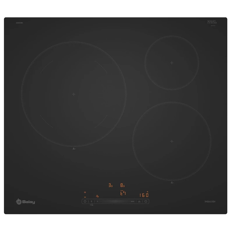 Balay 3EB965MH Induction Hob, 3 Cooking Zones, Slide Control, Home Connect, Matte Black