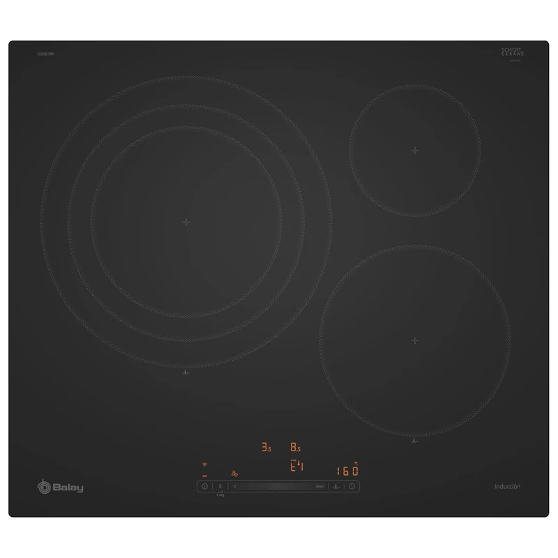 Balay 3EB967MH Induction Hob, 3 Cooking Zones, Slide Control, Home Connect, Matte Black
