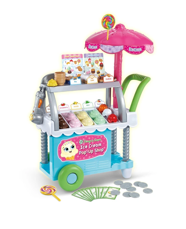 LeapFrog Scoop & Learn Ice Cream Pop-Up Shop, Interactive Role Play Ice Cream Shop Playset, Includes 53 Play Pieces & 4 Light Up Learning Games, Gift for Children Aged 3, 4, 5+ Years, English Version