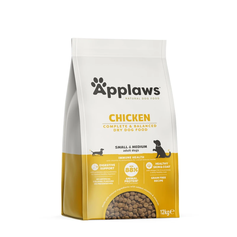 Applaws Complete and Grain Free Dry Adult Dog Food 12kg Chicken, Small Medium Breeds, High Protein Dog Kibble (Pack of 1)