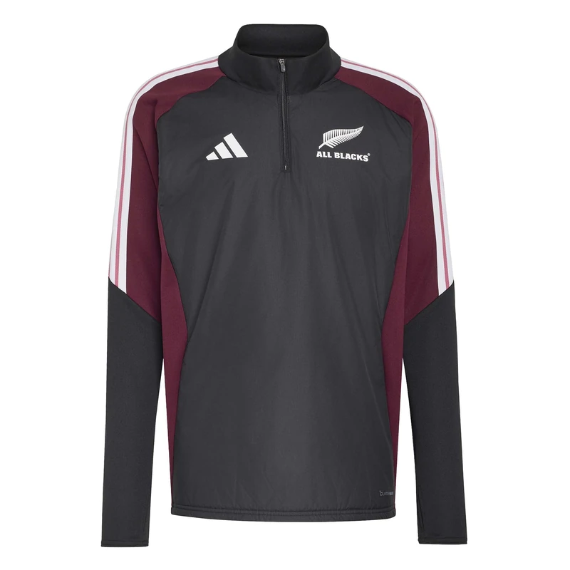 adidas Men's All Blacks Winterized Top Sweatshirt, ALL BLACK/maroon, XL