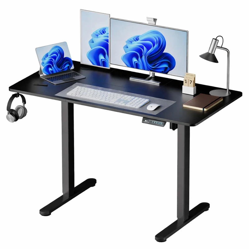 Relaxdays height-adjustable electric desk with display, choice of sizes, metal frame, wood-effect top, colour