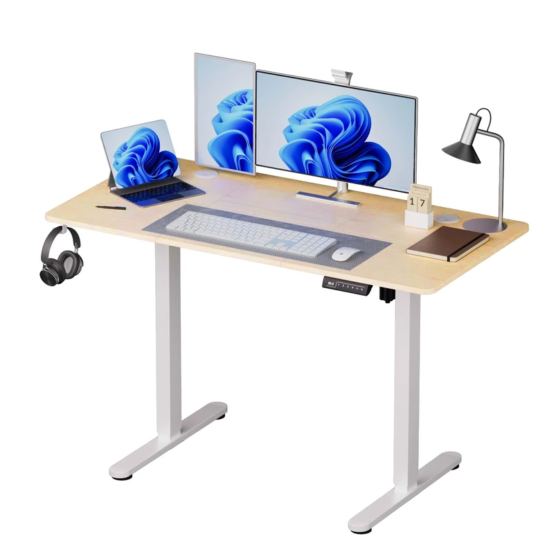Relaxdays height-adjustable electric desk with display, choice of sizes, metal frame, wood-effect top, colour