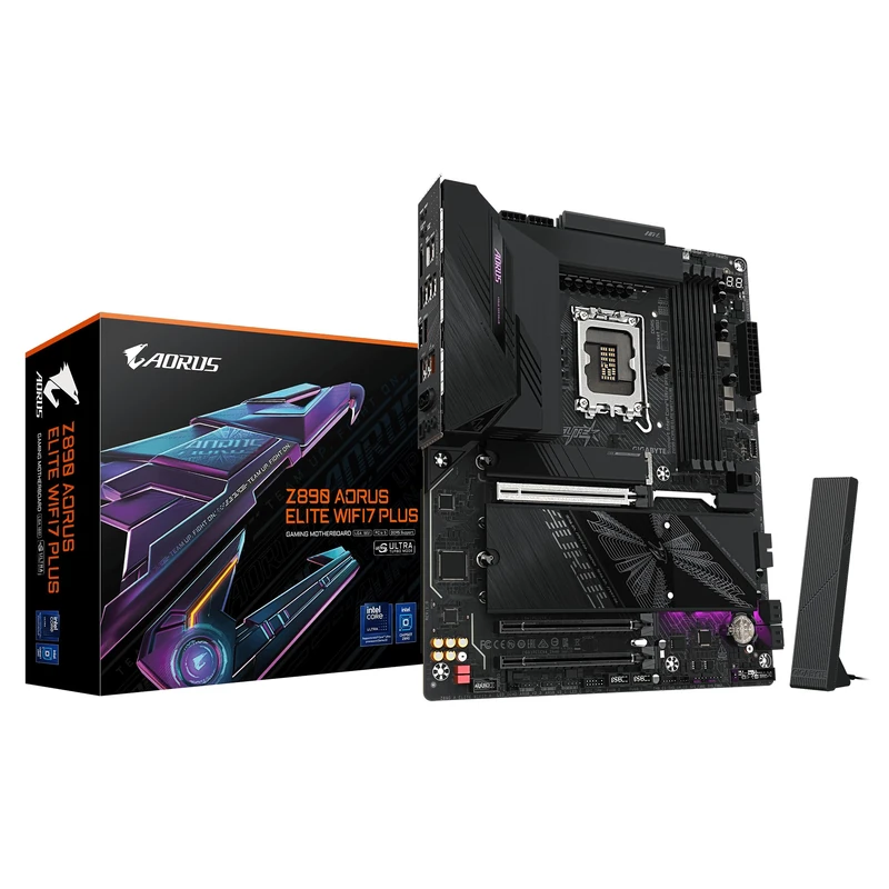 GIGABYTE Z890 AORUS ELITE WIFI7 PLUS Motherboard - Supports Intel Core Ultra (Series 2) CPUs, 16+1+2 phases VRM, up to 9466MHz DDR5 (OC), 1xPCIe 5.0 + 3xPCIe 4.0, Wi-Fi 7, 5GbE LAN, USB 4