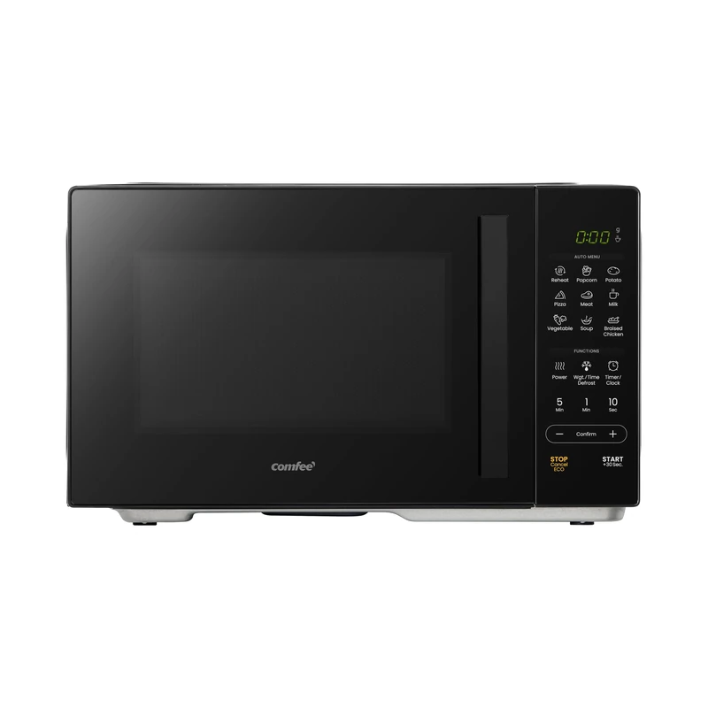 COMFEE' 23L Digital Solo Microwave Oven, 900W Compact Countertop Microwave with Inverter,9 Auto Menus, 5 Power Levels, Express Cook,Defrost, Easy Control, Timer, ECO Mode, Black - CMO-E232NL(BK)