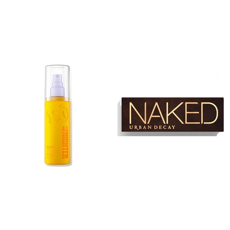 Urban Decay All Nighter Glow Setting Spray & Naked Eyeshadow Palette Bundle, Radiant Glow Makeup Setting Spray with Iconic Neutral Eyeshadow Palette, Smudge & Fade Resistant