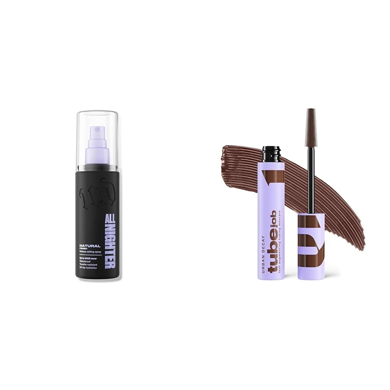 Urban Decay All Nighter Setting Spray & Tube Job Tubing Mascara Bundle, Long-Lasting Makeup Setting Spray with Lengthening & Lifting Mascara, Brunette Brown, Smudge & Fade Resistant
