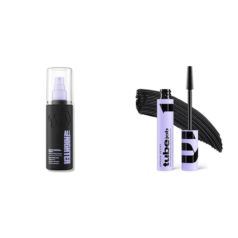 Urban Decay All Nighter Setting Spray & Tube Job Tubing Mascara Bundle, Long-Lasting Makeup Setting Spray with Lengthening & Lifting Mascara, Intense Black, Smudge & Fade Resistant