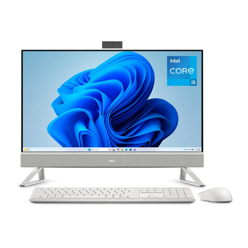 Dell 27 All-in-One PC EC27250, 27" FHD IPS Anti-Glare, Intel Core i5-1334U, 16GB DDR5, 512GB SSD, Windows 11 Home, Wireless Keyboard & Mouse Included, QWERTY UK, Pearl White