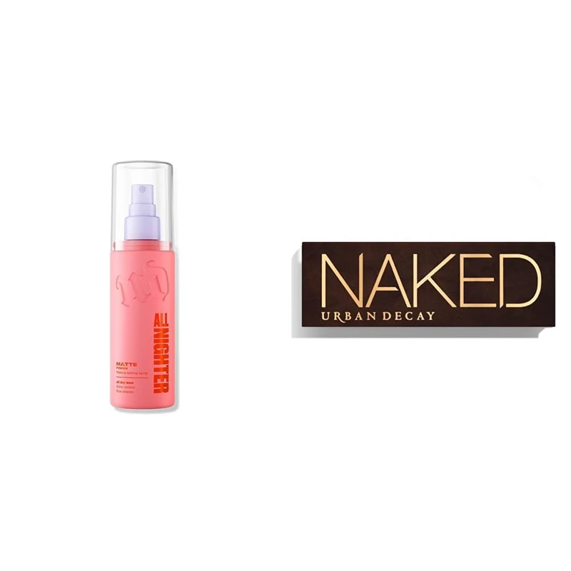 Urban Decay All Nighter Matte Setting Spray & Naked Eyeshadow Palette Bundle, Mattifying Makeup Setting Spray with Iconic Neutral Eyeshadow Palette, Smudge & Fade Resistant