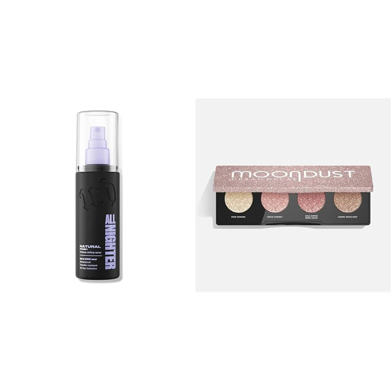 Urban Decay All Nighter Setting Spray & Moondust Space Rider Eyeshadow Quad Bundle, Long-Lasting Makeup Setting Spray with Sparkling Moondust Eyeshadow Quad, Smudge & Fade Resistant