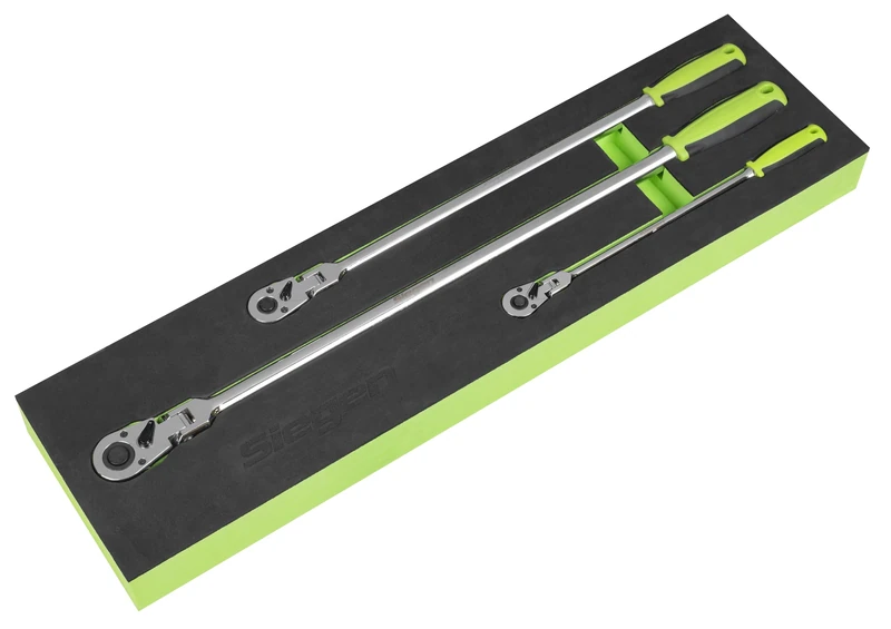 Siegen by Sealey Ratchet Wrench Set Extra-Long Flexi-Head 3pc - S01333