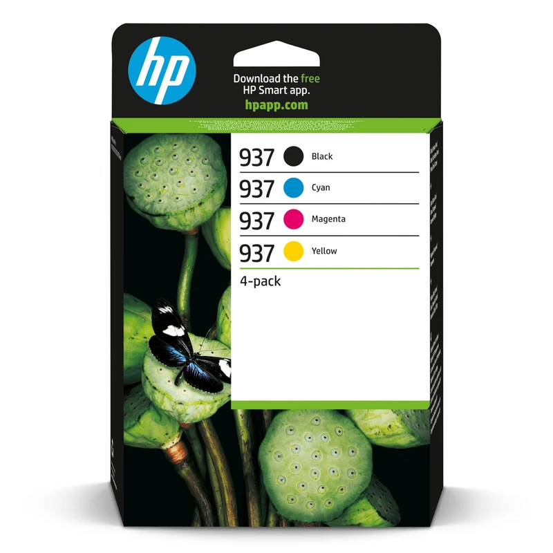 HP 937 CMYK Original Ink Cartridge 4-Pack (6C400NE) - Works OfficeJet Pro 9110b, 9120 All-in-One, 9120b All-in-One, 9130 All-in-One, 9130b All-in-One, 9110b, 9700, 9700e Printer Series