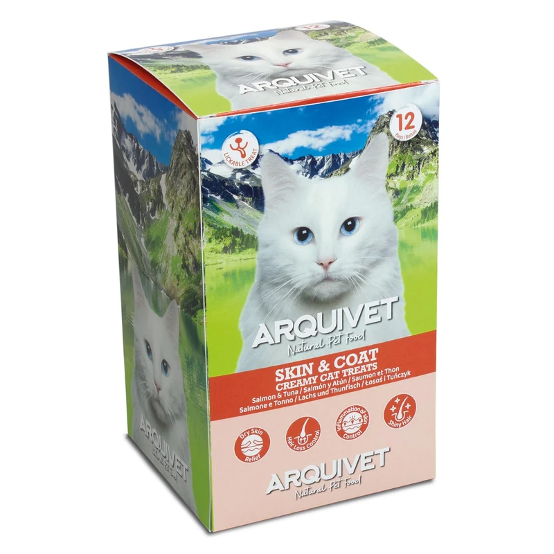 Pack of 60 units - Creamy Salmon and Tuna Cat Treats - SKIN & COAT - Arquivet Creamy Cat Treats