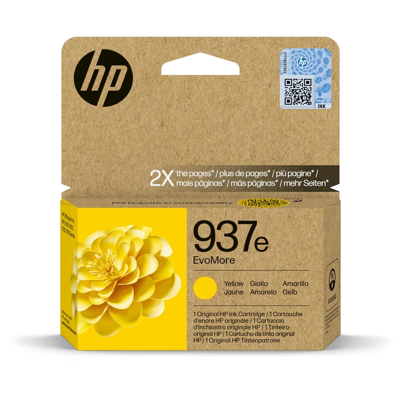 HP 937e EvoMore Yellow Original Ink Cartridge (4S6W8NE) - Works OfficeJet Pro 9110b, 9120 All-in-One, 9120b All-in-One, 9130 All-in-One, 9130b All-in-One, 9110b, 9700, 9700e Printer Series