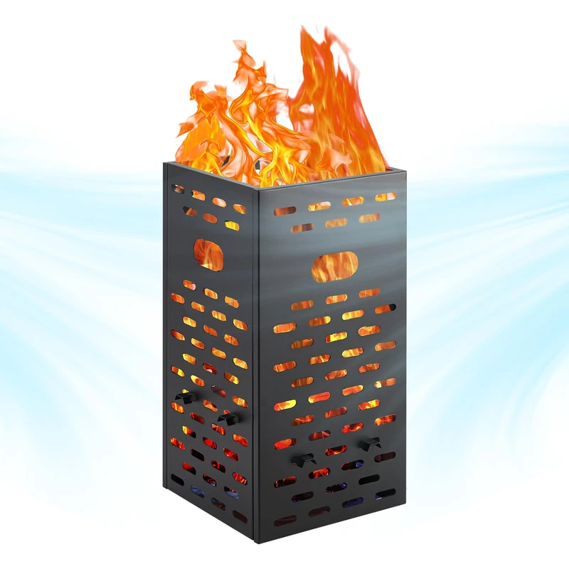 Extra Thick 63 Litre Outdoor Galvanised Steel Incinerator - Vented with Safety Lid - Perfect for Waste Leaves and Wood - Ideal for Garden, Yard and Camping - 38x38x76cm - Image 1