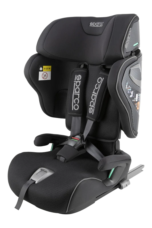 Sparco i-Size SK8000IBK Child Car Seat for Children 76–150 cm, ECE R129/04-approved with ISOFIX and Top Tether, Adjustable Headrest, Foldable Backrest and 5-Point Harness, Colour Black