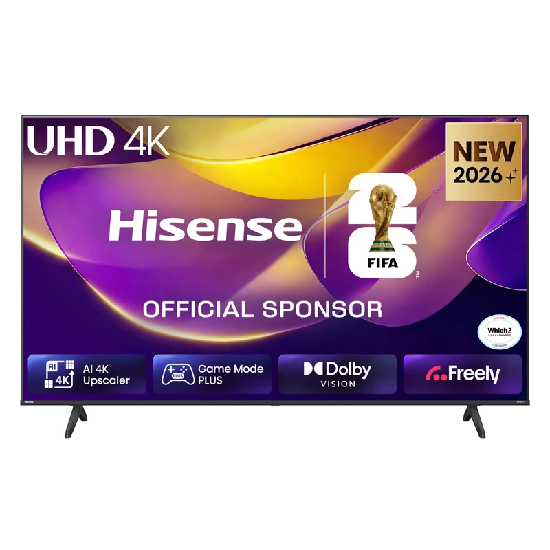 Hisense 58" 58E6STUK 4K Ultra HD AI Smart TV with Freely, Netflix, Disney+ and YouTube - AI 4K Upscaler, AI Smooth Motion, Game Mode Plus, Dolby Vision, Voice Control, DTS Virtual: X, Filmmaker Mode
