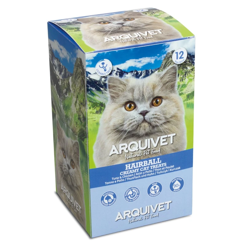 Pack of 60 units - Creamy Tuna and Chicken Cat Treats - HAIRBALL - Arquivet Creamy Cat Treats
