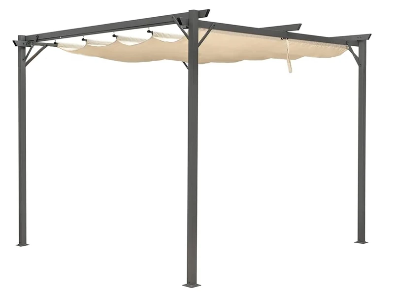 Pergola Gazebo in Steel and Aluminium with Retractable Roof Waterproof (3 x 3 m) - Image 1