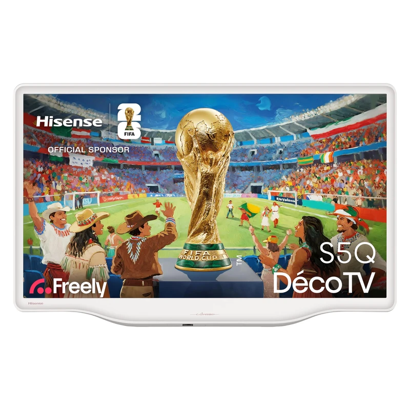 Hisense 43" Deco 43S5QTUK Hi-QLED Ultra HD AI Smart TV with Freely, Netflix, Disney+ and YouTube - Art-Inspired Design, Hi-QLED Colour, Dolby Atmos, Art Gallery, Fluid Central Stand, AI 4K Upscaler