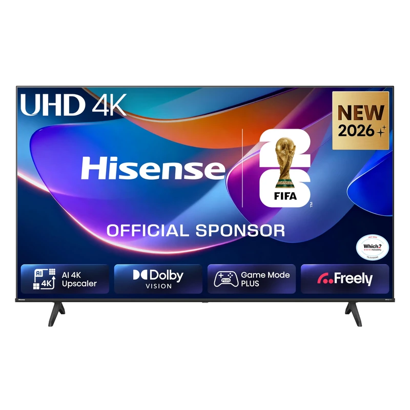 Hisense 58" 58A6STUK 4K Ultra HD AI Smart TV with Freely, Netflix, Disney+ and YouTube - AI 4K Upscaler, AI Smooth Motion, Game Mode Plus, Dolby Vision, Voice Control, DTS Virtual: X, Filmmaker Mode