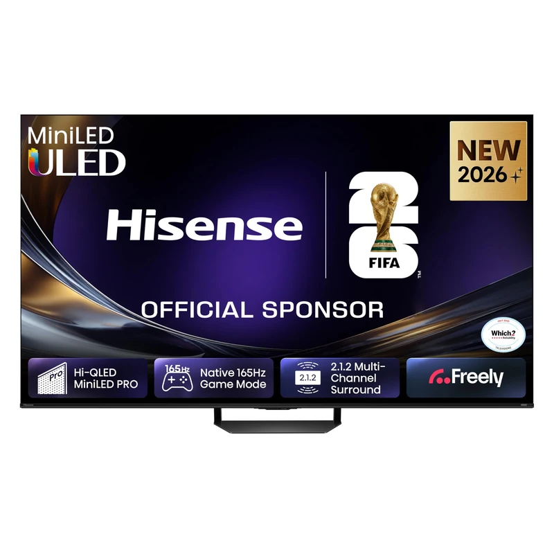 Hisense 65" 65U7STUK PRO Hi-QLED MiniLED 165Hz 4K Ultra HD AI Smart TV with Freely, Netflix, Disney+ and YouTube - Hi-QLED MiniLED PRO, 2.1.2 Multi-Channel Surround, Anti Reflection & Glare Free