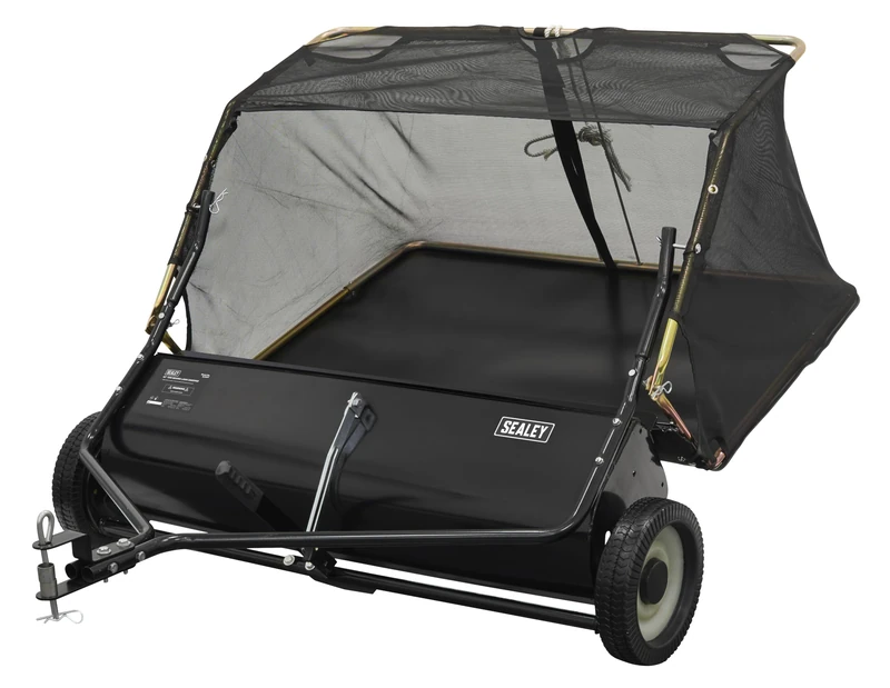 Sealey 42″ Tow-Behind Lawn Sweeper, 400L Hopper, Adjustable Brush Height, Heavy-Duty Wheels, 1066mm – SLS42T