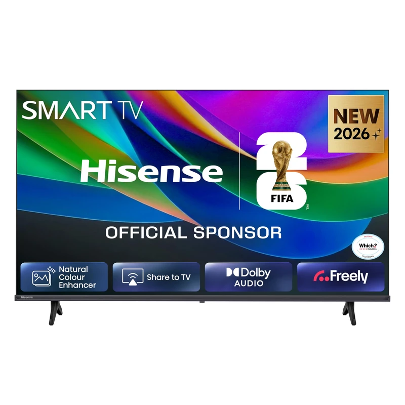 Hisense 32" 32E4STUK LED Full HD Smart TV with Freely, Netflix, Disney+ and YouTube - Natural Colour Enhancer, Dolby Audio, Share to TV, Noise Reduction, Game Mode, DTS Virtual: X, Smart Home Ready