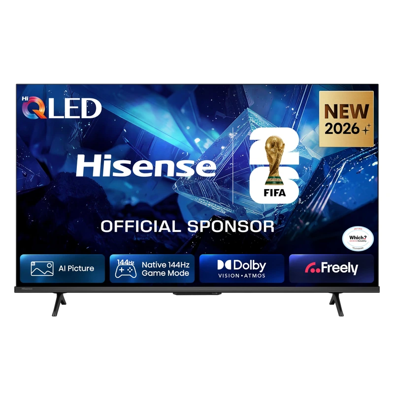 Hisense 43" 43E78STUK PRO QLED 144Hz 4K Ultra HD AI Smart TV with Freely, Netflix, Disney+ and YouTube - Hi-QLED Colour, Built-in Subwoofer, AI Smooth Motion, AMD FreeSync Premium, Filmmaker Mode