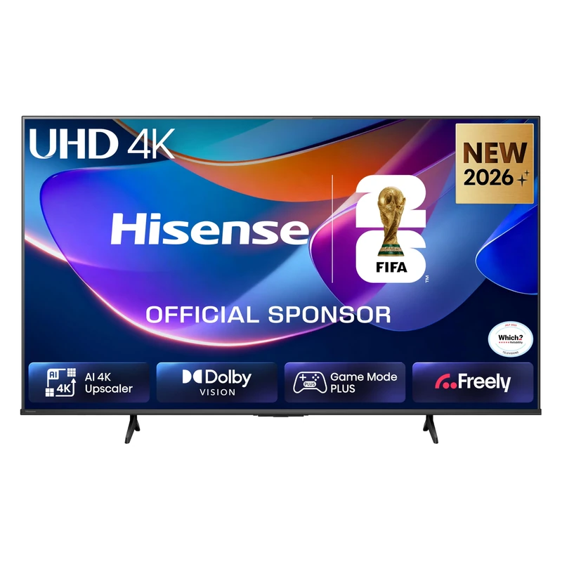 Hisense 43" 43A6STUK 4K Ultra HD AI Smart TV with Freely, Netflix, Disney+ and YouTube - AI 4K Upscaler, AI Smooth Motion, Game Mode Plus, Dolby Vision, Voice Control, DTS Virtual: X, Filmmaker Mode