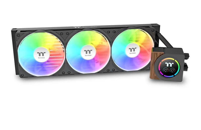 Thermaltake LB360‑S ARGB Sync | 360-mm AIO Water Cooling | Segment LCD Display | Single Frame 120-mm ARGB PWM Fan | Wood Grain Design | Strong Cooling Performance | Quiet Operation | (Black)
