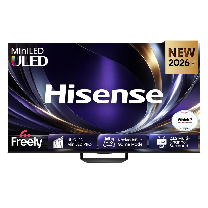Hisense 85" 85U7STUK PRO Hi-QLED MiniLED 165Hz 4K Ultra HD AI Smart TV with Freely, Netflix, Disney+ and YouTube - Hi-QLED MiniLED PRO, 2.1.2 Multi-Channel Surround, Anti Reflection & Glare Free