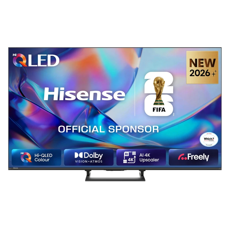 Hisense 55" 55A7STUK Hi-QLED 4K Ultra HD AI Smart TV with Freely, Netflix, Disney+ and YouTube - Hi-QLED Colour, Dolby Vision.Atmos, AI 4K Upscaler, Total HDR Solution, Hands-Free Voice Control
