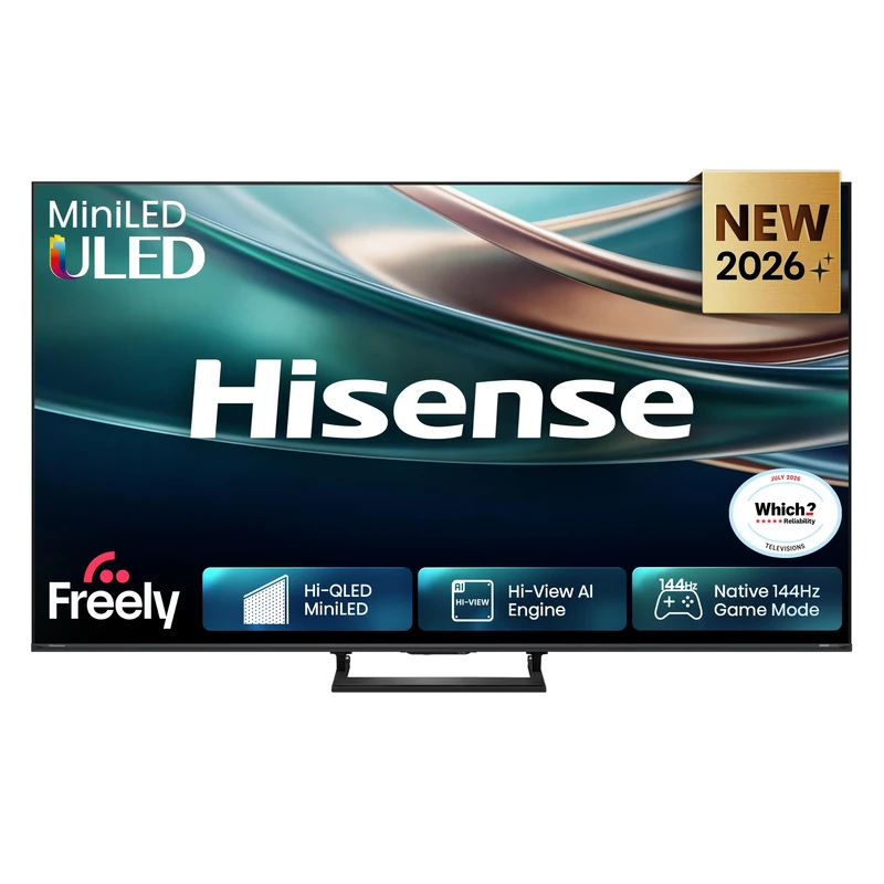 Hisense 85" 85Q8STUK MiniLED 144Hz 4K Ultra HD AI Smart TV with Freely, Netflix, Disney+ and YouTube - Hi-QLED MiniLED, Built-in Subwoofer, Hi-View AI Engine, Hi-QLED Colour, Hands-Free Voice Control