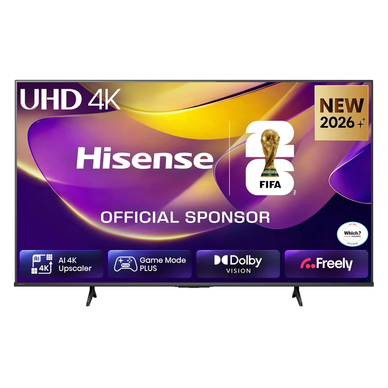 Hisense 43" 43E6STUK 4K Ultra HD AI Smart TV with Freely, Netflix, Disney+ and YouTube - AI 4K Upscaler, AI Smooth Motion, Game Mode Plus, Dolby Vision, Voice Control, DTS Virtual: X, Filmmaker Mode