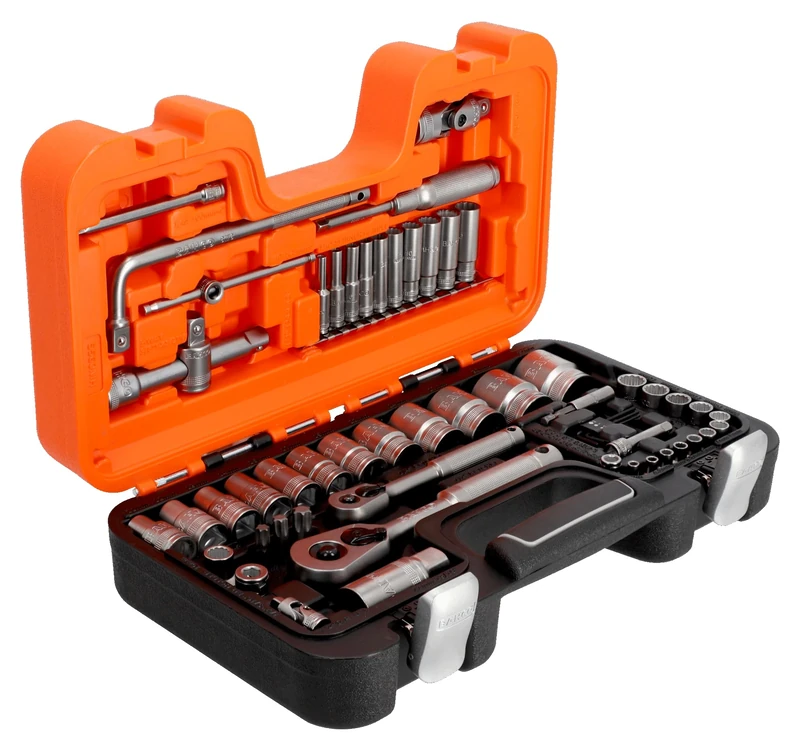 Bahco S560MH 56 Piece 1/4" & 1/2" Drive Metric Bi-Hex Socket & Metal Handle Ratchet Set