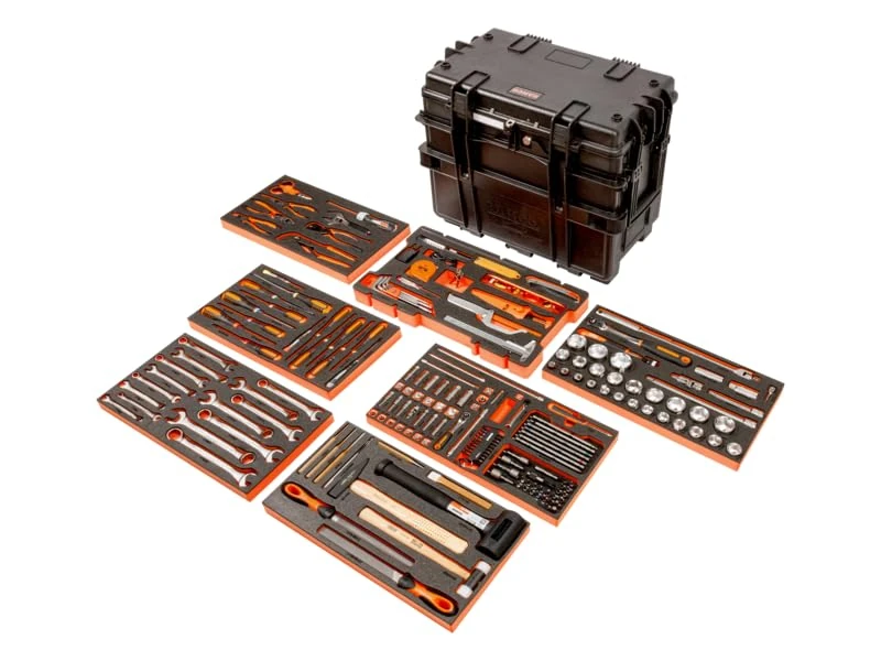 Hard Backpacks with Wheels, Telescopic Handle and 5 Drawers - 200 Tools