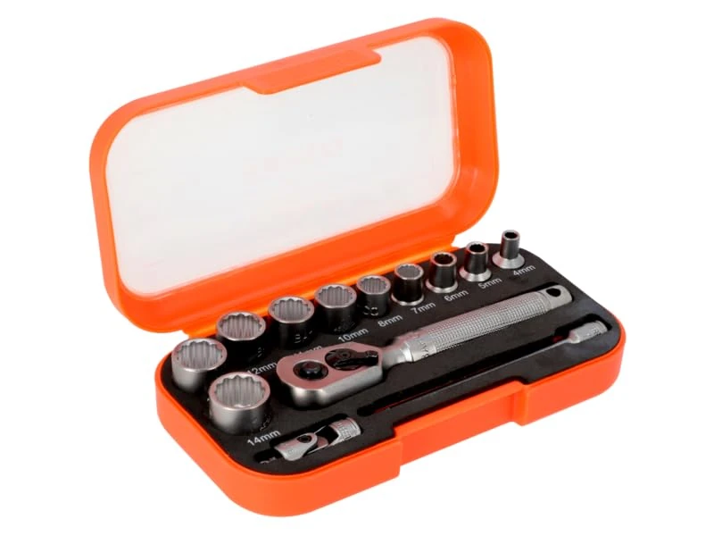 1/4" Square Wrench Set with Metric Bi-Hexagonal Profile – 13 Pieces