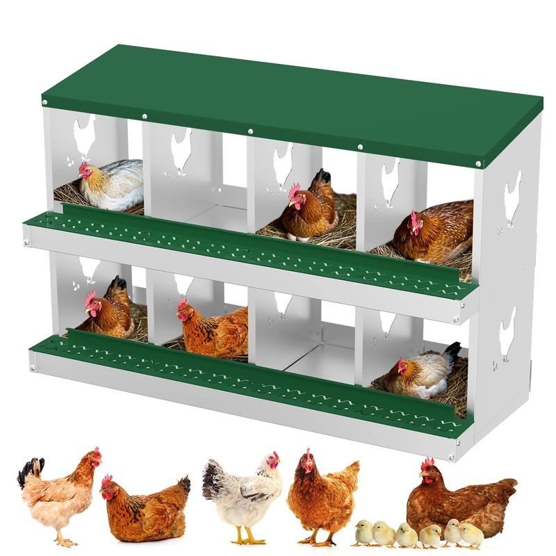 Garvee Set of 1 Chicken Coop Nest in Galvanised Sheet 0.7 mm - Robust, Rustproof, Excellent Ventilation, Easy to Clean, Ideal for Poultry Farming, Green